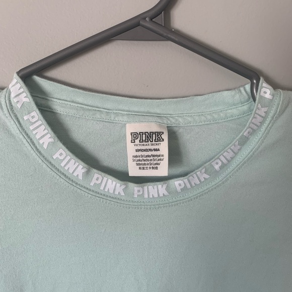 𝅺VICTORIA Secret Pink Mint Green Oversized Long Sleeve - Size Small - Picture 2 of 5
